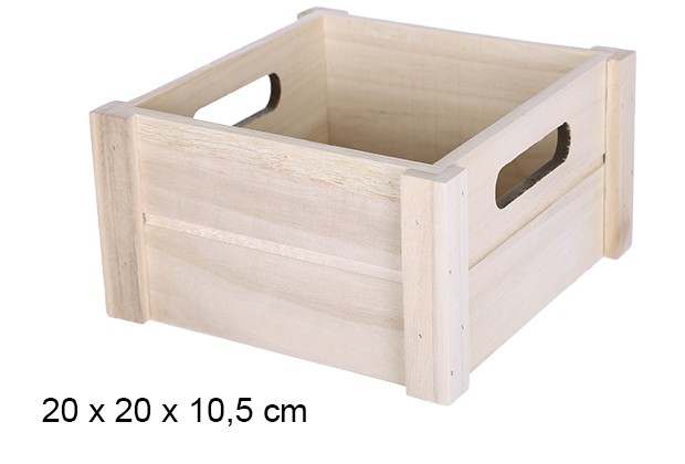 Natural square wooden box 20 cm