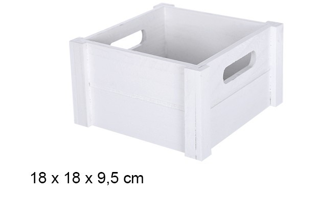 Boîte carrée en bois blanche 18 cm