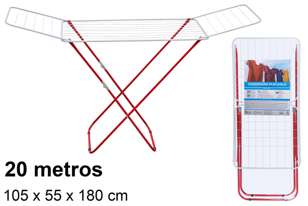[108072] Corde à linge pliante en métal 20 mètres