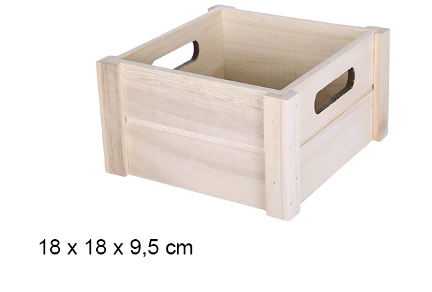 Coffret carré en bois naturel 18 cm