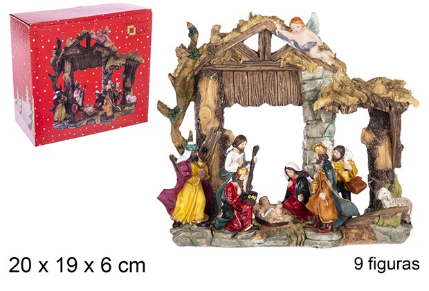 Portal Nacimiento 9 figuras 20 cm