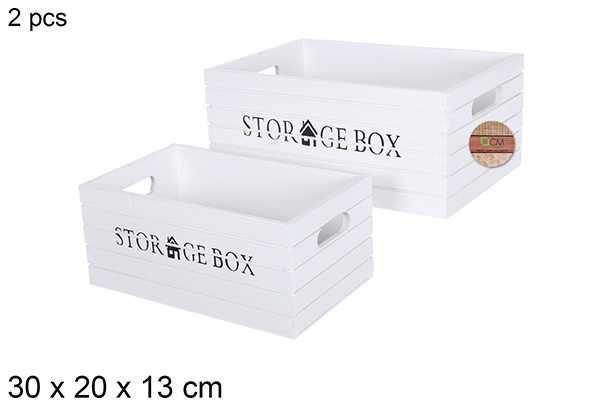Pack 2 cajas madera blanca 30x20x13 cm