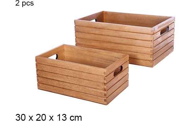 Pack 2 boîtes en bois d'acajou 30x20x13 cm