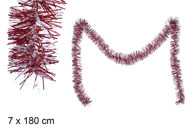 Ouropel de Natal largo snow/vermelho 7x180 cm