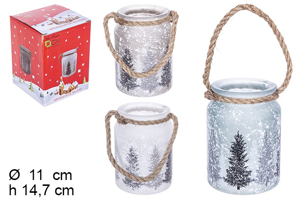 [107872] Frasco de vidro fosco decorado com corda sortida 11x11 cm