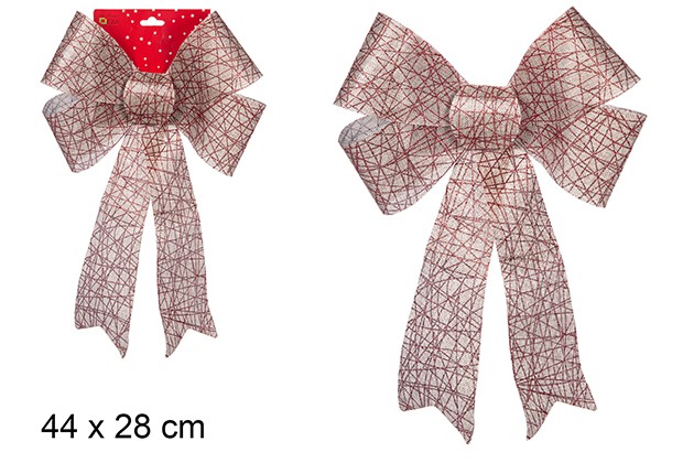 [108956] Laço de serapilheira decorado com listras vermelhas 44x28 cm