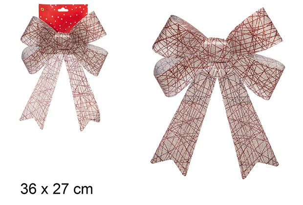 [108957] Laço de serapilheira decorado com listras vermelhas 36x27 cm