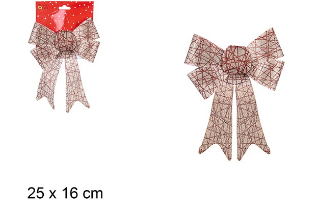[108959] Laço de serapilheira decorado com listras vermelhas 25x16 cm
