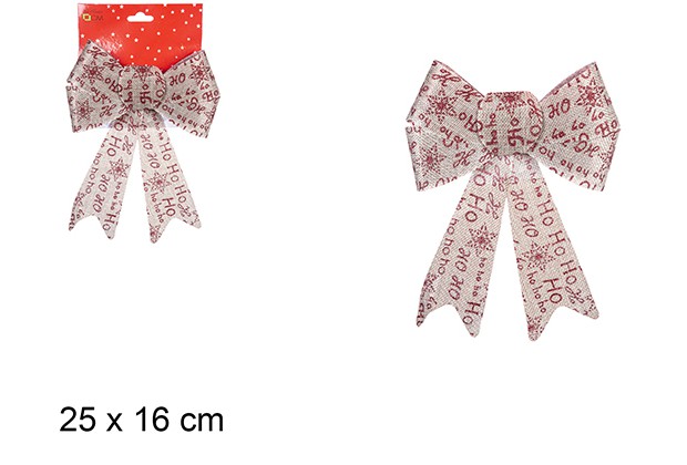 Lazo tela saco decorado HOHOHO rojo 25x16 cm