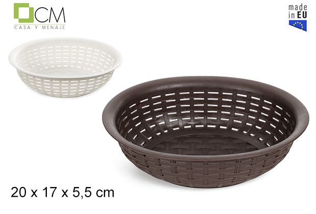 Corbeille ovale en plastique rotin 20x17 cm