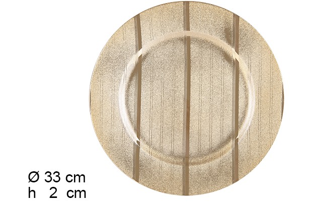 Bajo plato con rayas oro brillo 33 cm