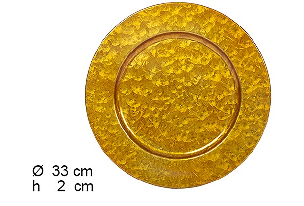 [109220] Piastra in metallo oro basso lucido 33 cm