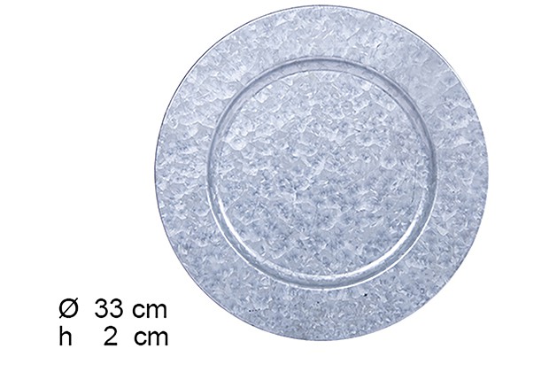Bajo plato metal plata brillo 33 cm  