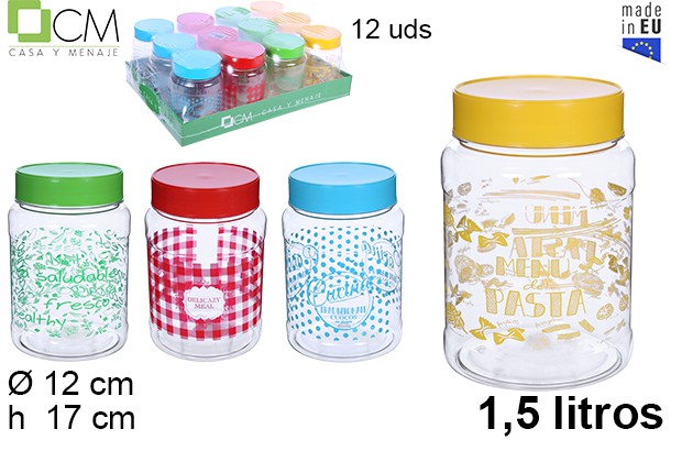 Tarro plástico decorado 1,5 l.