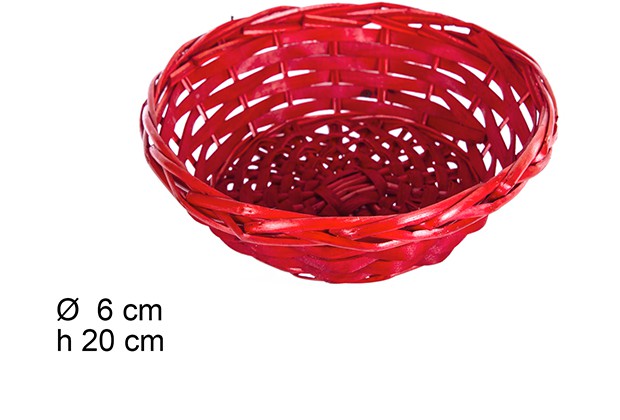 Cestino Natale in vimini rotondo rosso 20 cm  