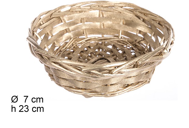 Cesta mimbre redonda oro Navidad 23 cm