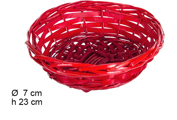 Round red Christmas wicker basket 23 cm  