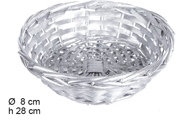Round silver Christmas wicker basket 28 cm  