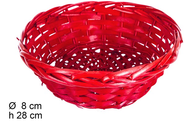 Cesta mimbre redonda roja Navidad 28 cm