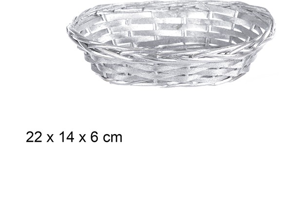 Cesto natalizio in vimini ovale argento 22x14 cm