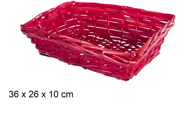 Cesta mimbre rectangular roja Navidad 36x26 cm