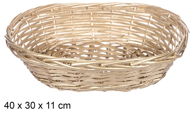 Cesto natalizio ovale in vimini oro 40x30 cm