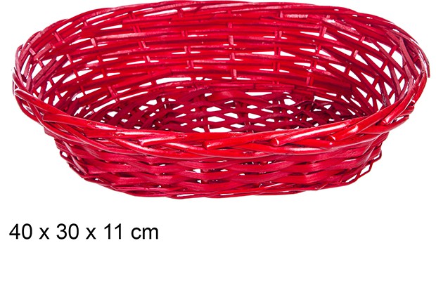 Cesta mimbre ovalada Navidad roja 40x30 cm