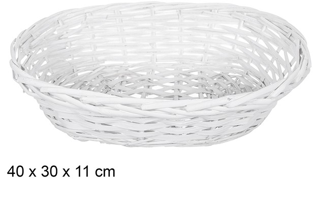 Cesta mimbre ovalada Navidad blanca 40x30 cm