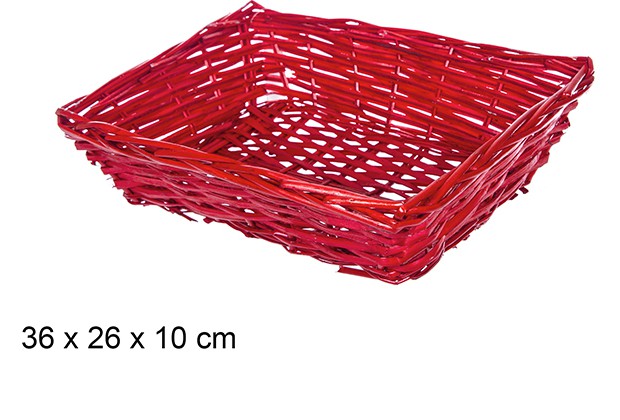 Red Christmas rectangular wicker basket 36x26 cm 