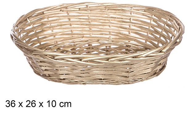 Cesta mimbre ovalada Navidad oro 36x26 cm