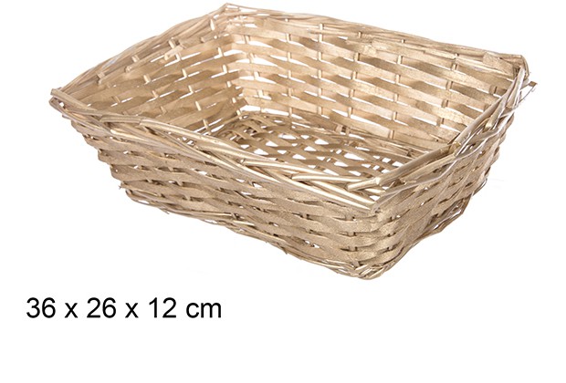Gold Christmas rectangular wicker basket 36x26 cm  