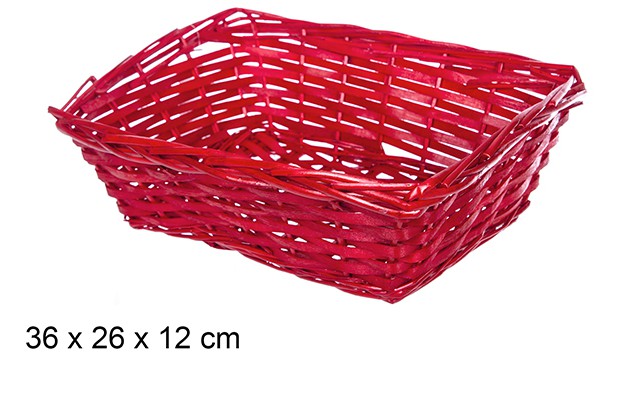 Cesta mimbre rectangular Navidad roja 36x26 cm