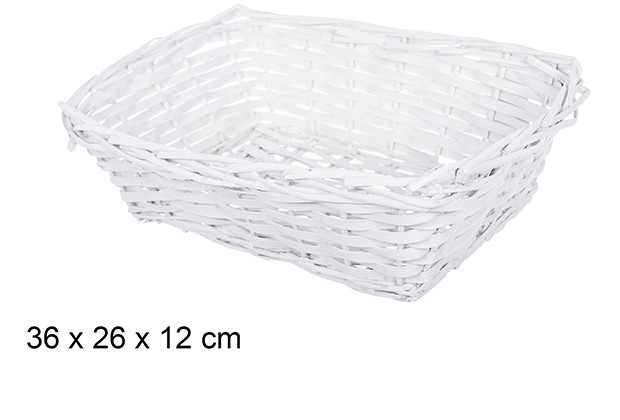 Cesta mimbre rectangular Navidad blanca 36x26 cm