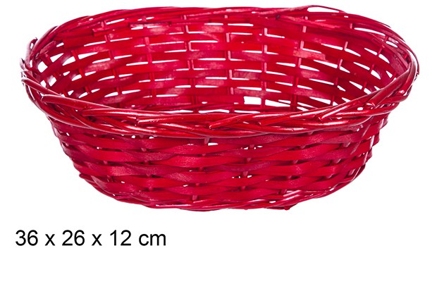 Cesto de Natal de vime oval vermelho 36x26 cm 