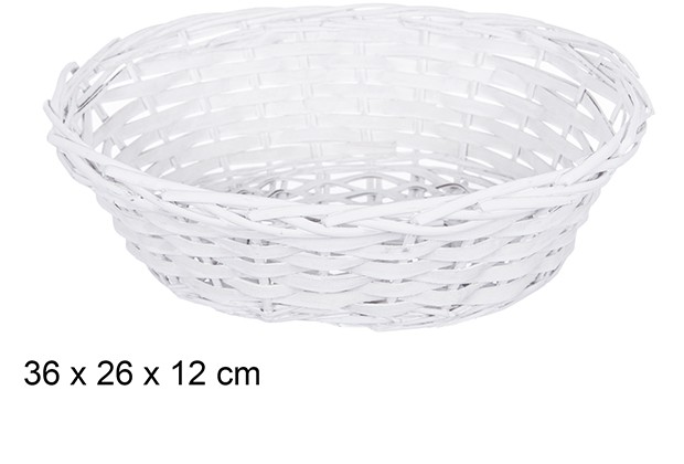 Cesta mimbre ovalada Navidad blanca 36x26 cm