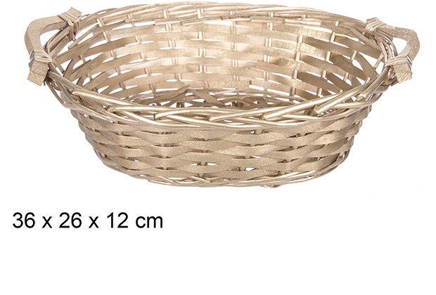Panier de Noël ovale en osier avec anses dorées 36x26 cm
