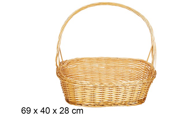 Panier de Noël ovale en osier avec anse miel 69x40 cm
