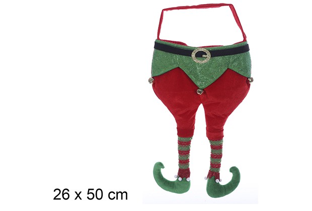 Bolso piernas elfo con cascabeles 26x50 cm