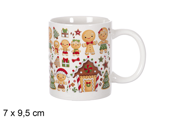 Ceramic mug Christmas decoration assorted model 7x9,5 cm