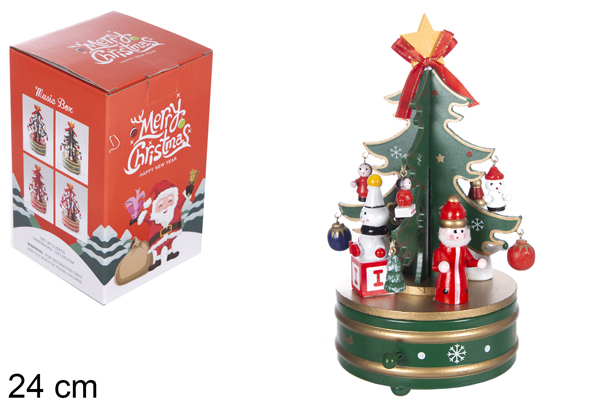 Árbol Navidad de madera con música 24 cm