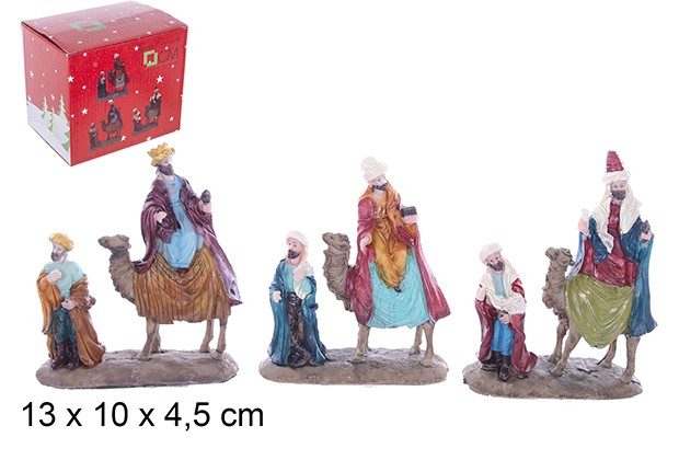 [109734] Pack 3 Rois Mages sur chameau 13 cm