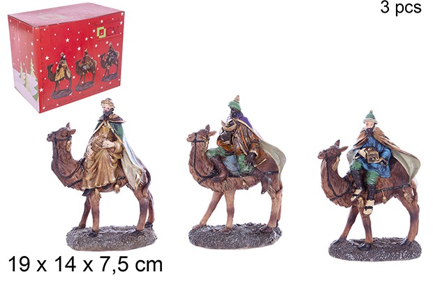 Pack 3 Reyes Magos a camello 20 cm