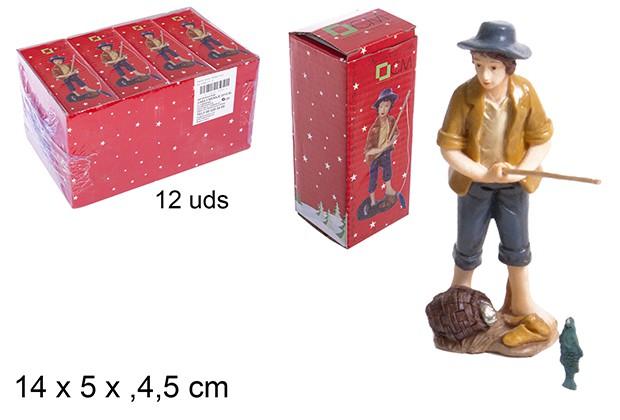 Pastor pescador de resina 14 cm 