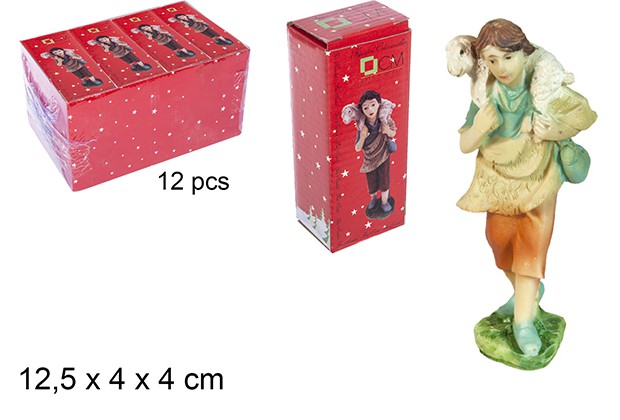 Pastor resina con oveja 14 cm
