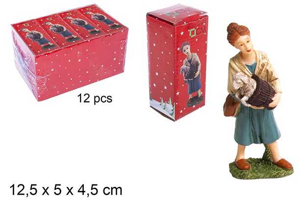 Pastora resina con oveja 14 cm