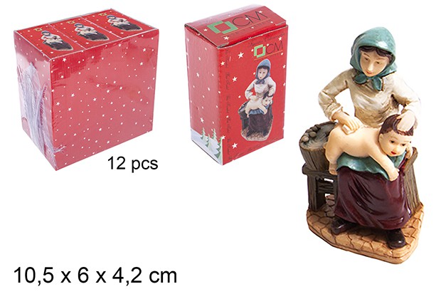 Resin shepherd mother washing child 14 cm