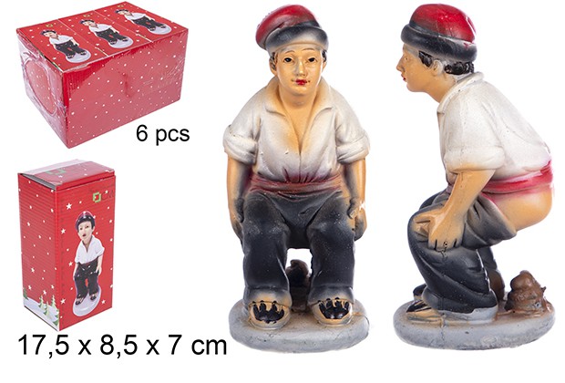 Pastor resina cagando 18 cm