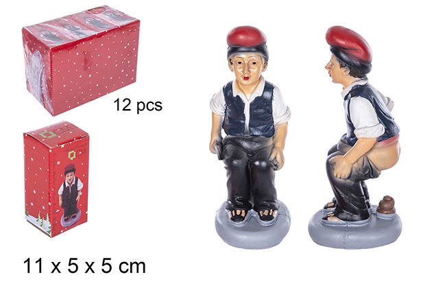 Resin shepherd with vest shitting 11 cm