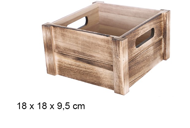 Boîte en bois carrée vintage 18 cm