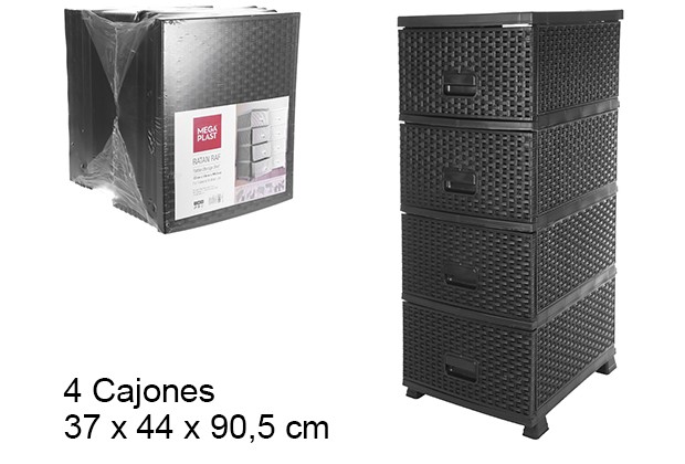 Cajonera ratan negra 4 cajones